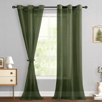 Hiasan Sheer Curtains For Bedroom With Tiebacks Light Filtering Voile Textured Drape Lightweight Grommet Window Curtains For Pa