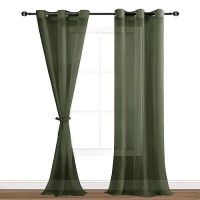 Hiasan Sheer Curtains For Bedroom With Tiebacks Light Filtering Voile Textured Drape Lightweight Grommet Window Curtains For Pa