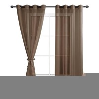 Hiasan Brown Sheer Curtains For Bedroom With Tiebacks Grommet Top Light Filtering Voile Drapes Airy Breathable Window Curtains