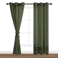 Hiasan Sheer Curtains For Bedroom With Tiebacks Light Filtering Voile Textured Drape Lightweight Grommet Window Curtains For Pa