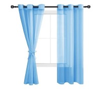 Hiasan Sheer Curtains 63 Inches Long With Tiebacks Light Filtering Voile Drapes Lightweight Grommet Window Curtains For Bedroom