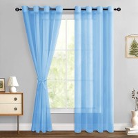 Hiasan Sheer Curtains 84 Inches Long With Tiebacks Light Filtering Semi Transparent Lightweight Voile Grommet Window Curtains F