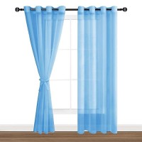 Hiasan Sheer Curtains 84 Inches Long With Tiebacks Light Filtering Semi Transparent Lightweight Voile Grommet Window Curtains F