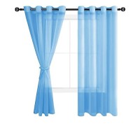 Hiasan Sheer Curtains For Bedroom With Tiebacks Airy Breathable Voile Drapes Light Filtering Grommet Window Curtains For Living