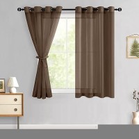 Hiasan Sheer Curtains For Bedroom With Tiebacks Grommet Light Filtering Lightweight Voile Textured Window Curtains For Living R