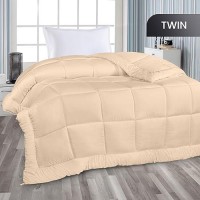 Utopia Bedding All Season Down Alternative Quilted Twin Comforter  Duvet Insert With Corner Tabs  Machine Washable  Bed Comforter (Beige)