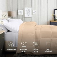 Utopia Bedding All Season Down Alternative Quilted Twin Comforter  Duvet Insert With Corner Tabs  Machine Washable  Bed Comforter (Beige)