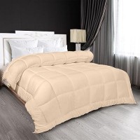 Utopia Bedding All Season Down Alternative Quilted Twin Comforter  Duvet Insert With Corner Tabs  Machine Washable  Bed Comforter (Beige)