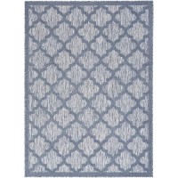 Nourison Easy Care Moroccan Denim Blue 5 X 7 Area Rug Trellis Easy Cleaning Non Shedding Bed Room Living Room Dining R