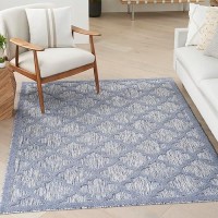 Nourison Easy Care Moroccan Denim Blue 5 X 7 Area Rug Trellis Easy Cleaning Non Shedding Bed Room Living Room Dining R