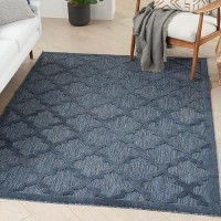 Nourison Easy Care Moroccan Navy Blue 5 X 7 Area Rug Trellis Easy Cleaning Non Shedding Bed Room Living Room Dining Room