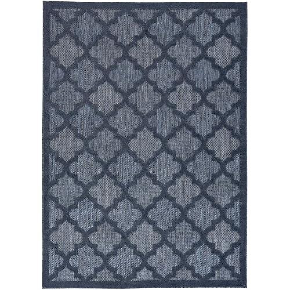 Nourison Easy Care Moroccan Navy Blue 4 X 6 Area Rug Trellis Easy Cleaning Non Shedding Bed Room Living Room Dining Room