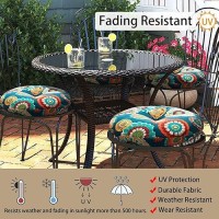 Magpie Fabrics Outdoor 15X15X4 Round Bistro Seat Cushions With Ties Set Of 2 Fluffy Tufted Patio Waterproof Chair Pads Fo