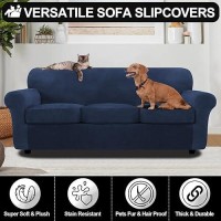 Festicorp Velvet Sofa Cover For Couch Sofa Slipcovers For Sofas With 3 Cushions Stretch 4 Piece Couch Cover Thick Furniture C