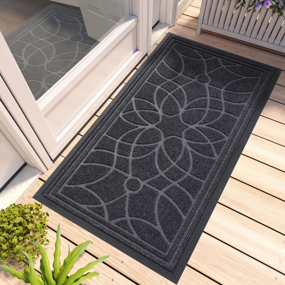 Dexi Front Door Mat Welcome Mat Heavy Duty Durable Low Profile Outside Doormat For Entryway Patio Garage High Traffic Areas