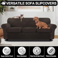 Festicorp Velvet Sofa Couch Covers Slipcovers With 3 Cushions Stretch 4 Piece Couch Cover Thick Furniture Covers For Dogs P