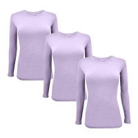 Natural Uniforms Womens Under Scrub Tee Crew Neck Long Sleeve T-Shirt-3-Pack (X-Small, 3 Pack-Lavender)