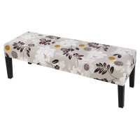 Searchi Dining Bench Cover, Stretch Washable Upholstered Bench Slipcover, Printed Bench Seat Protector, Rectangle Bench Covers For Dining Room, Bedroom, Living Room, Kitchen (Grey Flower)