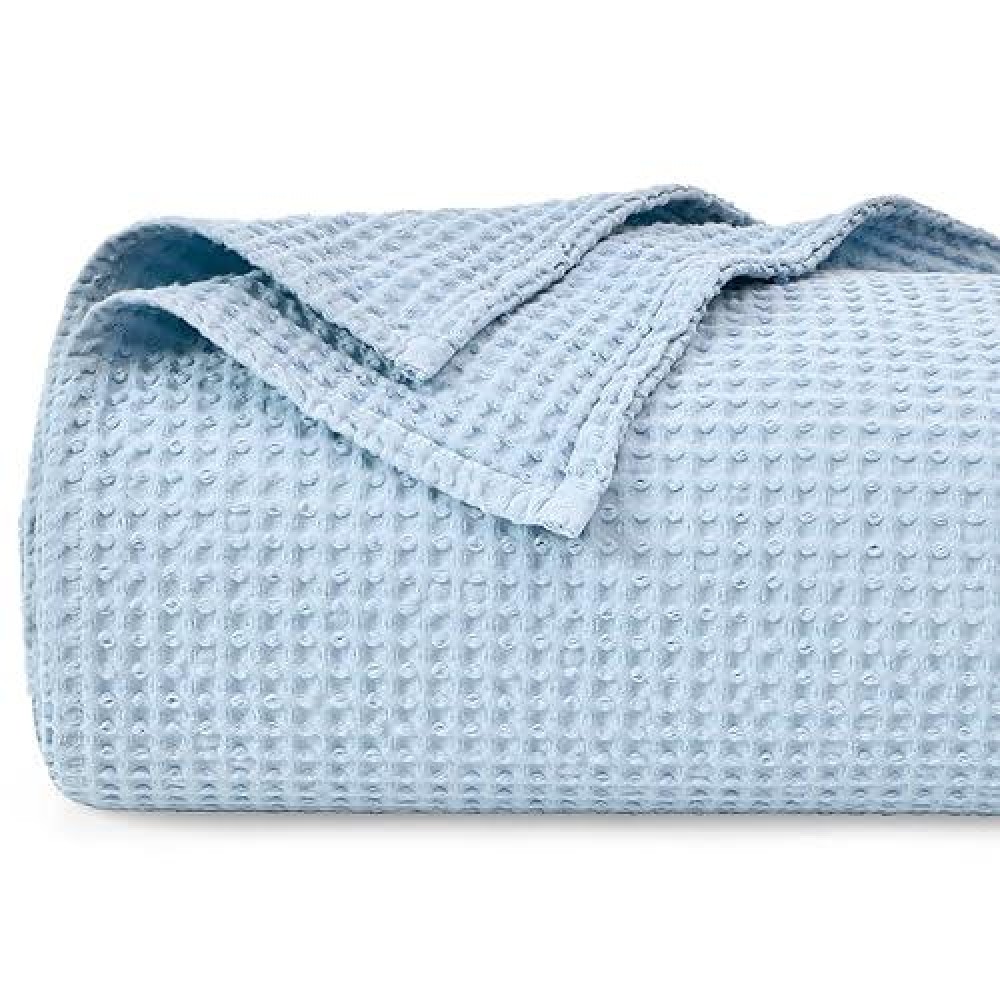 Phf 100 Cotton Waffle Weave Blanket King Size 104 X 90Lightweight Washed Soft Breathable Blanket Perfect For Summer Grea