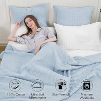 Phf 100 Cotton Waffle Weave Blanket King Size 104 X 90Lightweight Washed Soft Breathable Blanket Perfect For Summer Grea