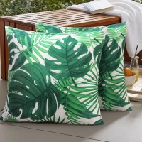 Cygnus 18X18 Inch Tropical Turtle Leaf Plant Throw Pillow Covers Outdoor Waterproof For Patio Furniture Sunbrella Outside Decor Set Of 2