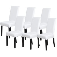 Forcheer Chair Covers For Dining Room Set Of 6 Pack Stretch White Chair Slipcovers For Parson Chairs 6 Pieces Washable Removable