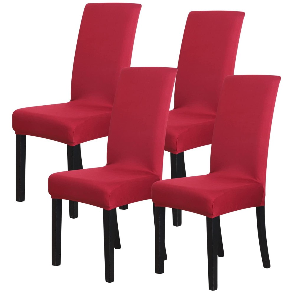 Forcheer Chair Covers For Dining Room Set Of 4 Pack Stretch Red Chair Slipcovers For Parson Chairs 4 Pieces Washable Removable