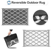 Outdoorlines Outdoor Reversible Rugs For Patio 6X9 Ft Outside Plastic Carpet Stain Uv Resistant Portable Rv Mat Straw Rug