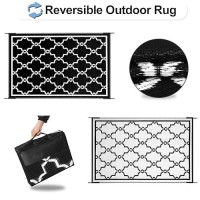 Outdoorlines Outdoor Reversible Rugs For Patio 9X12 Ft Outside Plastic Carpet Stain Uv Resistant Portable Rv Mat Straw Rug