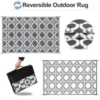 Outdoorlines Outdoor Reversible Rugs For Patio 5X8 Ft Outside Plastic Carpet Stain Uv Resistant Portable Rv Mat Straw Rug