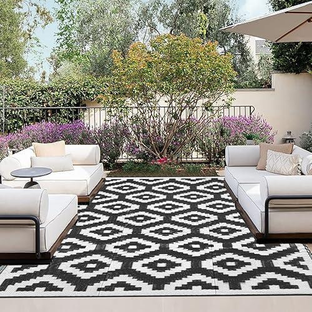 Outdoorlines Outdoor Reversible Rugs For Patio 5X8 Ft Plastic Area Rug Stain Uv Resistant Portable Rv Carpet Plastic Straw