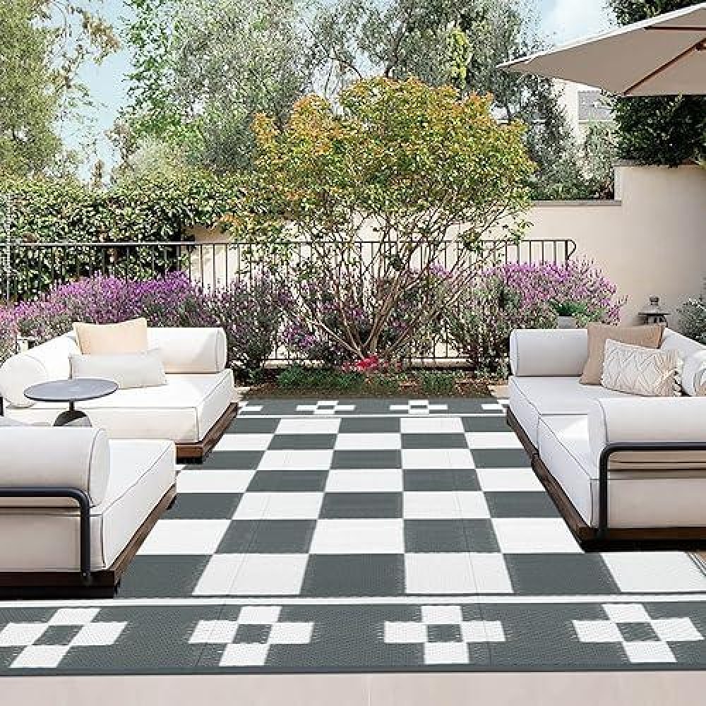 Outdoorlines Outdoor Reversible Rugs For Patio 4X6 Ft Plastic Area Rug Stain Uv Resistant Portable Rv Carpet Plastic Straw