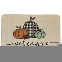 Welcome Fall Door Mat 17 X 29 Inch Seasonal Pumpkin Decorative Doormat Nonslip Rubber Rugs For Indoor Outdoor Entrance Floor