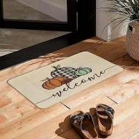 Welcome Fall Door Mat 17 X 29 Inch Seasonal Pumpkin Decorative Doormat Nonslip Rubber Rugs For Indoor Outdoor Entrance Floor