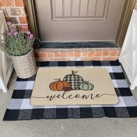 Welcome Fall Door Mat 17 X 29 Inch Seasonal Pumpkin Decorative Doormat Nonslip Rubber Rugs For Indoor Outdoor Entrance Floor