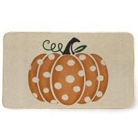 Fall Harvest Pumpkin Rug 17 X 29 Inch Seasonal Rustic Yard Lowprofile Decorative Door Mat For Indoor Outdoor Entrance Floor Do