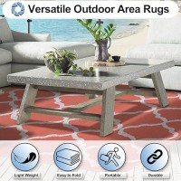 Outdoorlines Outdoor Plastic Area Rug For Patio 6X9 Ft Reversible Outside Carpet Stain Uv Resistant Rv Mats Straw Rug For