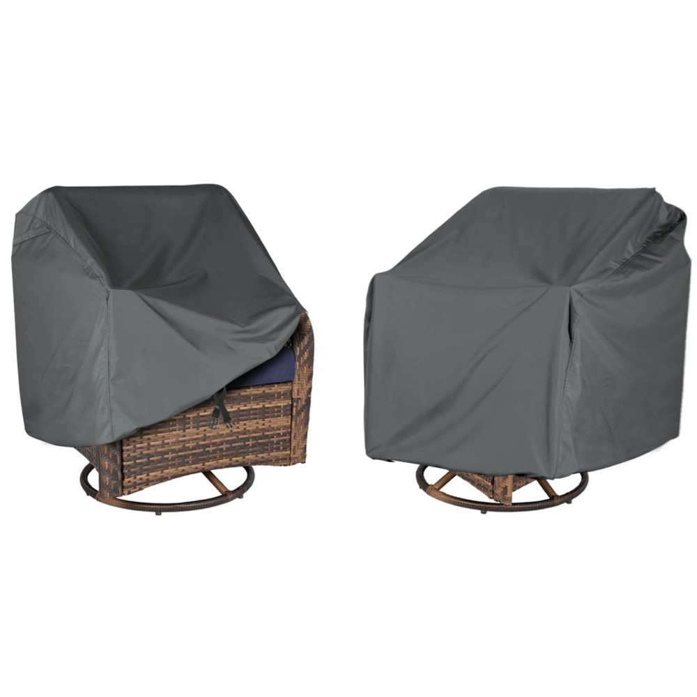 Ananmei Outdoor Swivel Chair Cover 2 Pack, (37.5 L X 39.25 W X 38.5 H Inches) 100%Waterproof Heavy Duty Outdoor Chair Covers, Patio Furniture Cover For Swivel Patio Chair(Grey)