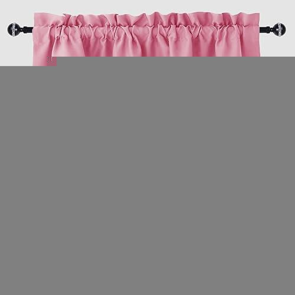 Hiasan Pink Valance Curtains For Kitchen Blackout Thermal Insulated Rod Pocket Window Valances 42 X 18 Inches Length 1 Panel