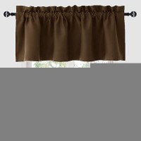 Hiasan Valance Curtains Blackout Solid Rod Pocket Valances For Living Room And Bedroom 42 X 12 Inches Length Brown 1 Panel