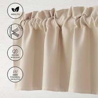 Hiasan Blackout Valance Curtains For Solid Room Darkening Rod Pocket Valances For Windows 42 X 12 Inches Length Biscotti Beige