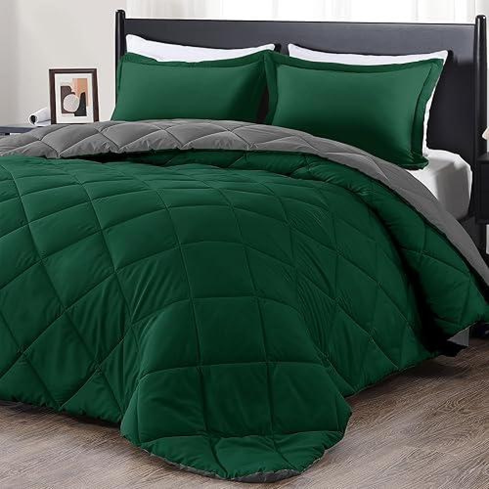 Downluxe Twin Comforter Set Dark Green And Grey Twin Comforter Soft Bedding Sets For All Seasons 2 Pieces 1 Comforter 66