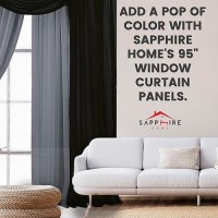 Sapphire Home Window Sheer Curtains - Two Tone 4 Panels Set With Valance And Tiebacks  55