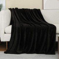 Jiahannha Flannel Fleece Blanket Twin Size(60 By 80 Inches) Black Throw Blanket For Couch Sofa Bed 280Gsm Super Soft Plush Cozy And Lightweight Warm Bed Blanket For All Season