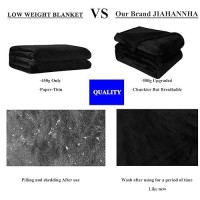 Jiahannha Flannel Fleece Blanket Twin Size(60 By 80 Inches) Black Throw Blanket For Couch Sofa Bed 280Gsm Super Soft Plush Cozy And Lightweight Warm Bed Blanket For All Season