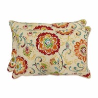 Pillow Perfect Bright Floral Indooroutdoor Accent Throw Pillow Plush Fill Weather And Fade Resistant Lumbar 165 X 245