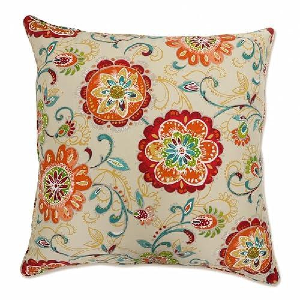 Pillow Perfect Bright Floral Indooroutdoor Accent Throw Pillow Plush Fill Weather And Fade Resistant Floor 25 X 25 Ta