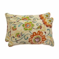 Pillow Perfect Bright Floral Indooroutdoor Accent Throw Pillow Plush Fill Weather And Fade Resistant Lumbar 115 X 185