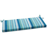 Pillow Perfect Stripe Indooroutdoor Sofa Setee Bench Swing Cushion With Ties Weather And Fade Resistant 18 X 45 Blueta