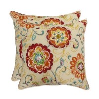 Pillow Perfect Bright Floral Indooroutdoor Accent Throw Pillow Plush Fill Weather And Fade Resistant Large 185 X 185